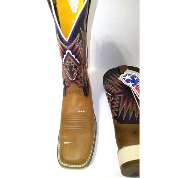 New NWT Womens 8 Ariat Ridgeback Boot Western Vino Purple Brown Toasty Tan NIB - Picture 5 of 11